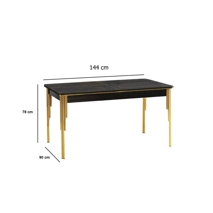 Mesa de comedor extensible Damla-1101 dorado negro