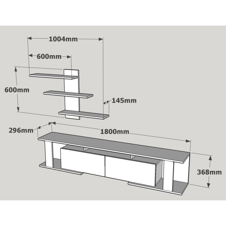 Mueble TV con estante Game blanco