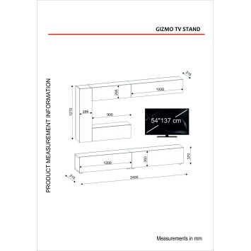 Mueble TV con estante Gizmo blanco - 756FRN3033