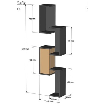 Estante de pared Esta roble antracita - 835PUQ1606