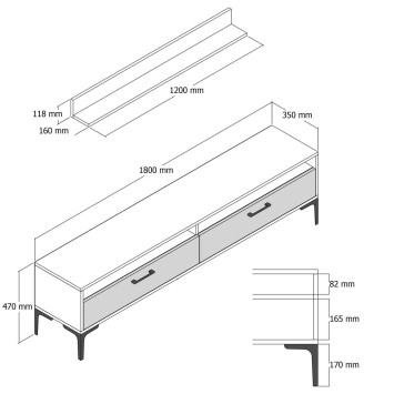 Mueble TV con estante Istanbul blanco nogal - 845HCT3097