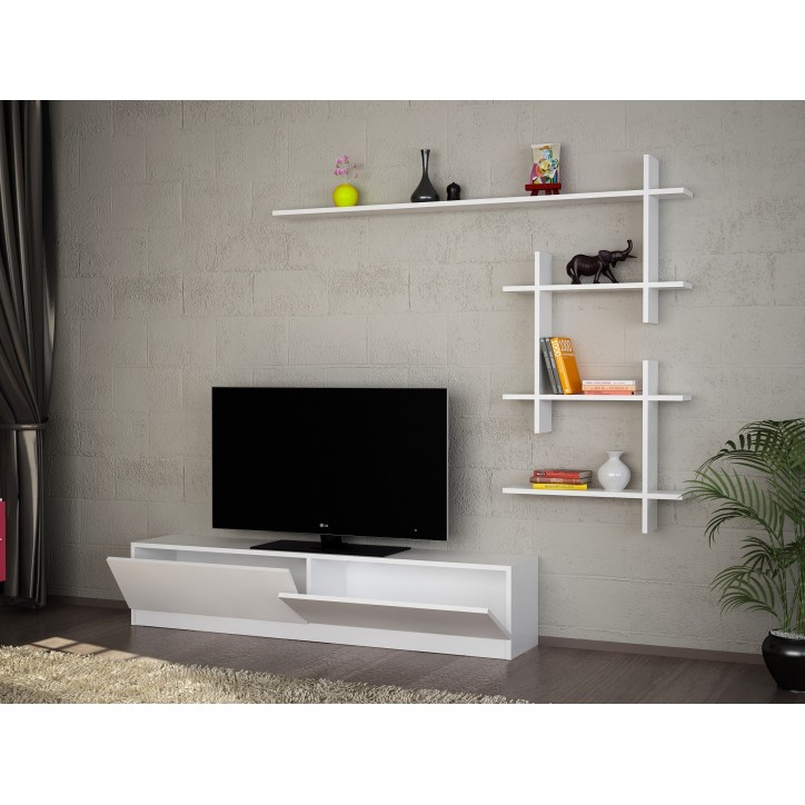 Mueble TV con estante Ahenk blanco