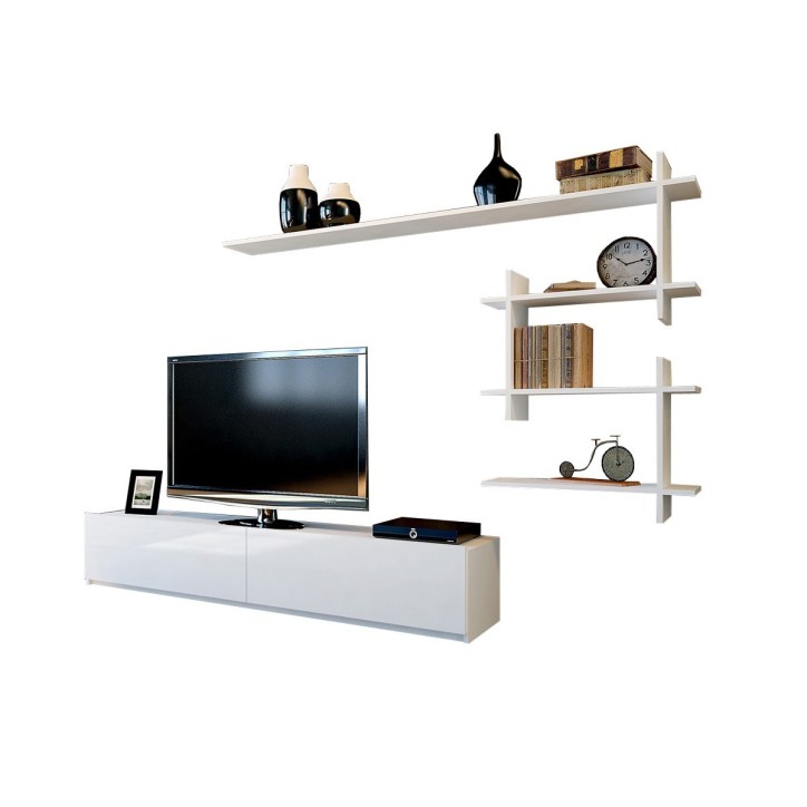 Mueble TV con estante Ahenk blanco