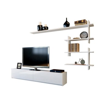 Mueble TV con estante Ahenk blanco - 745DCD3013