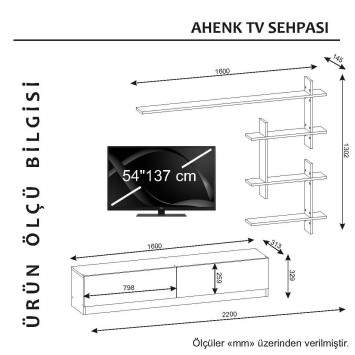 Mueble TV con estante Ahenk blanco - 745DCD3013