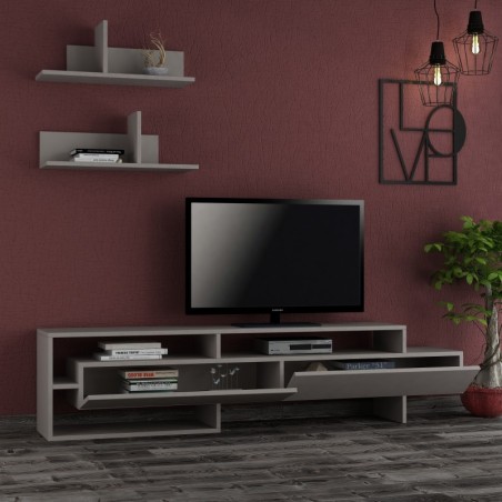 Mueble TV con estante Gara moca claro