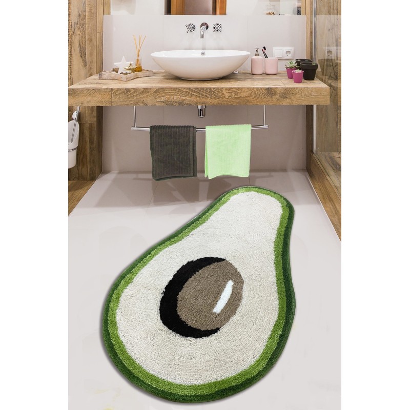 Alfombra de baño Zavoka negro verde blanco