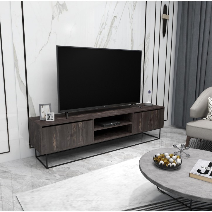 Mueble TV Escape 180 negro marrón oscuro