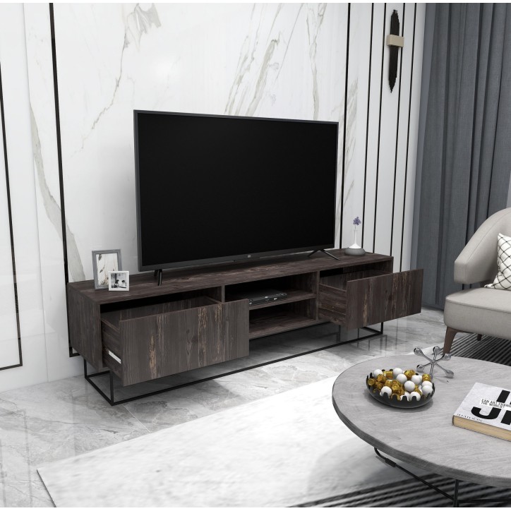 Mueble TV Escape 180 negro marrón oscuro