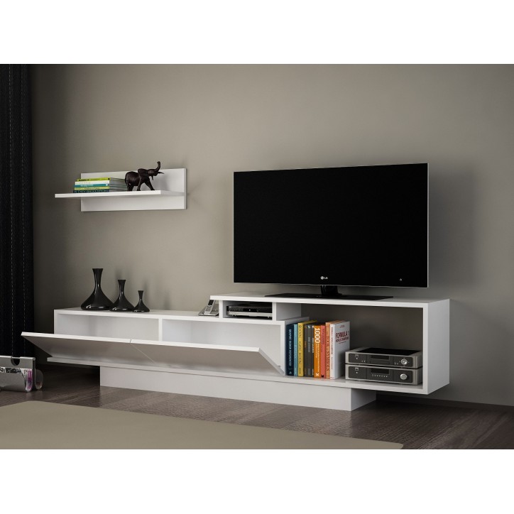 Mueble TV con estante Asos blanco