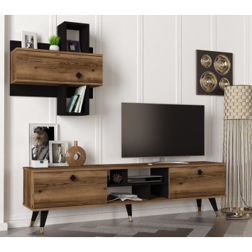 Mueble TV con estante Serenze lydia negro - 804TRH3066