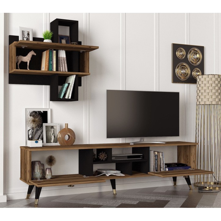 Mueble TV con estante Serenze lydia negro