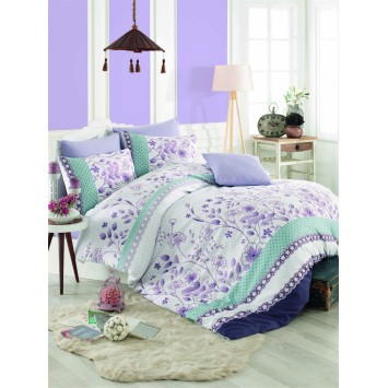 Juego ropa de cama Ranforce King Sudenaz  verde blanco lila