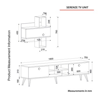 Mueble TV con estante Serenze lydia negro - 804TRH3066