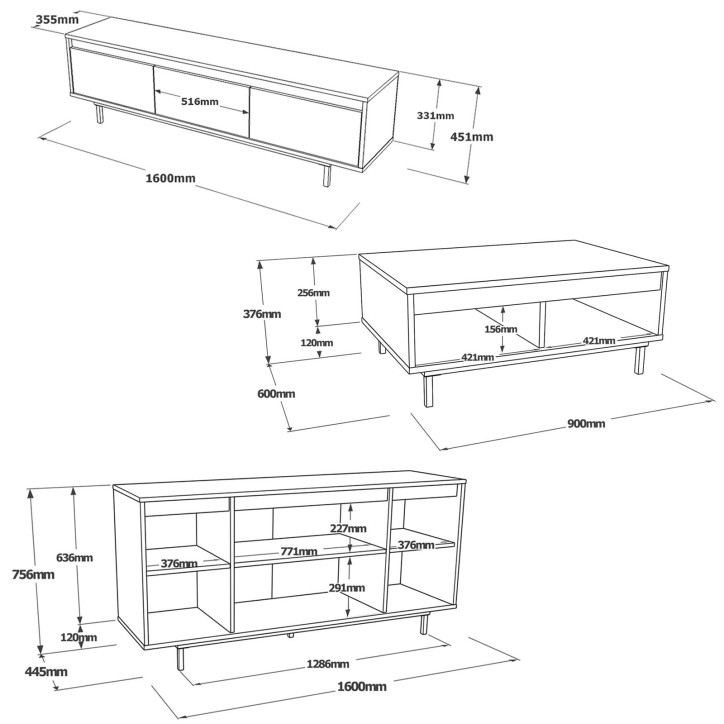 Conjunto de muebles de salón LV34-RL gris negro