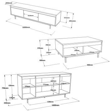 Conjunto de muebles de salón LV34-RL gris negro - 956LCS2518