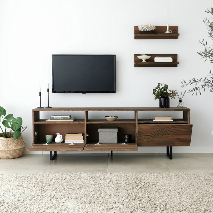 Mueble TV con estante Onda nogal