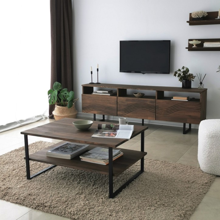 Mueble TV con estante Onda nogal