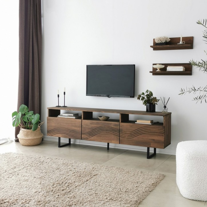 Mueble TV con estante Onda nogal