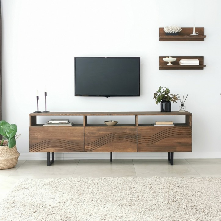 Mueble TV con estante Onda nogal