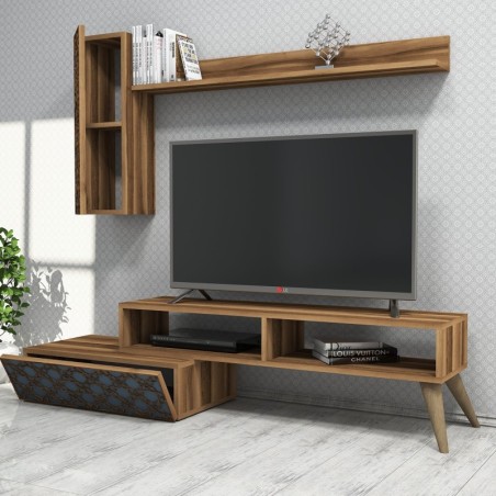 Mueble TV con estante Planet calcedonia nogal