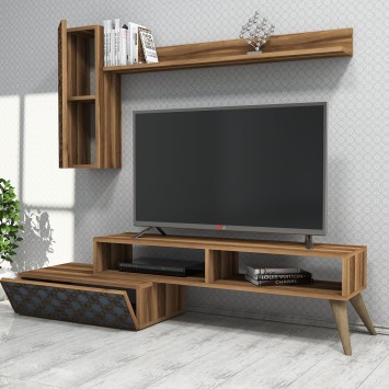 Mueble TV con estante Planet calcedonia nogal - 845HCT3046