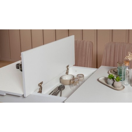 Set mesa comedor extensible y sillas (5 piezas) Vina piedra blanco