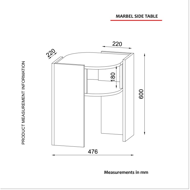 Mesa auxiliar Marbel negro nogal gris