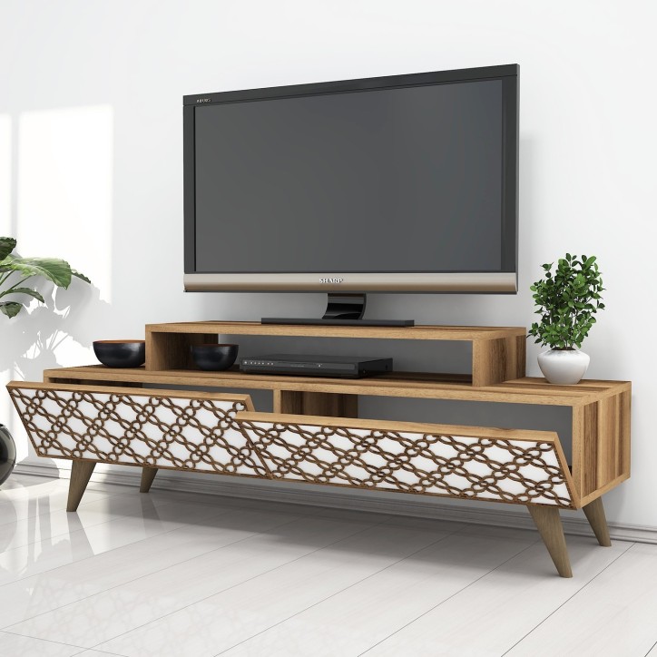 Mueble TV City blanco nogal