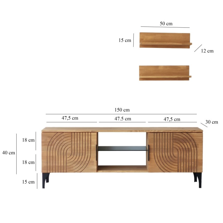 Mueble TV con estante Lidya roble