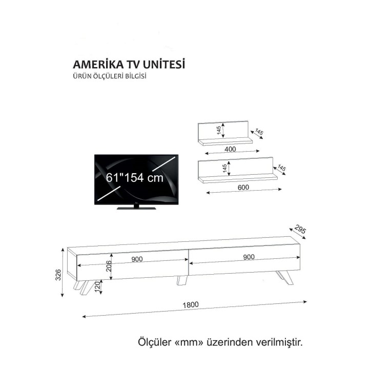 Mueble TV con estante Amerika nogal blanco