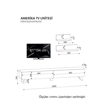 Mueble TV con estante Amerika nogal blanco - 731WAT3003