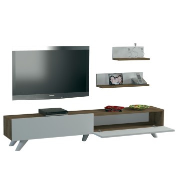 Mueble TV con estante Amerika nogal blanco - 731WAT3003