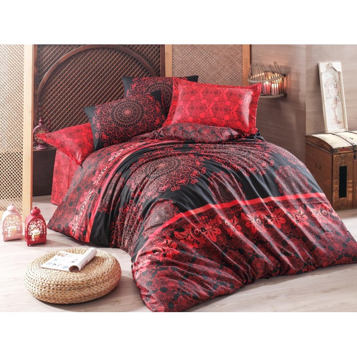 Juego ropa de cama Super King Şehri negro rojo