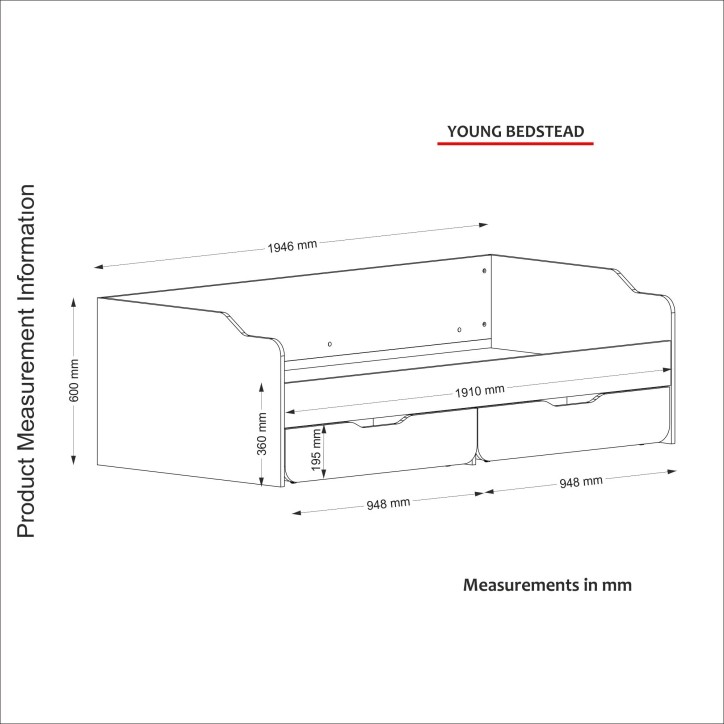 Cama individual Young blanco