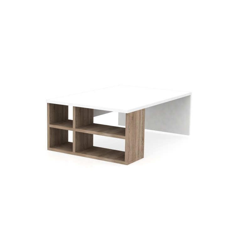 Mesa de centro Defne blanco madera natural