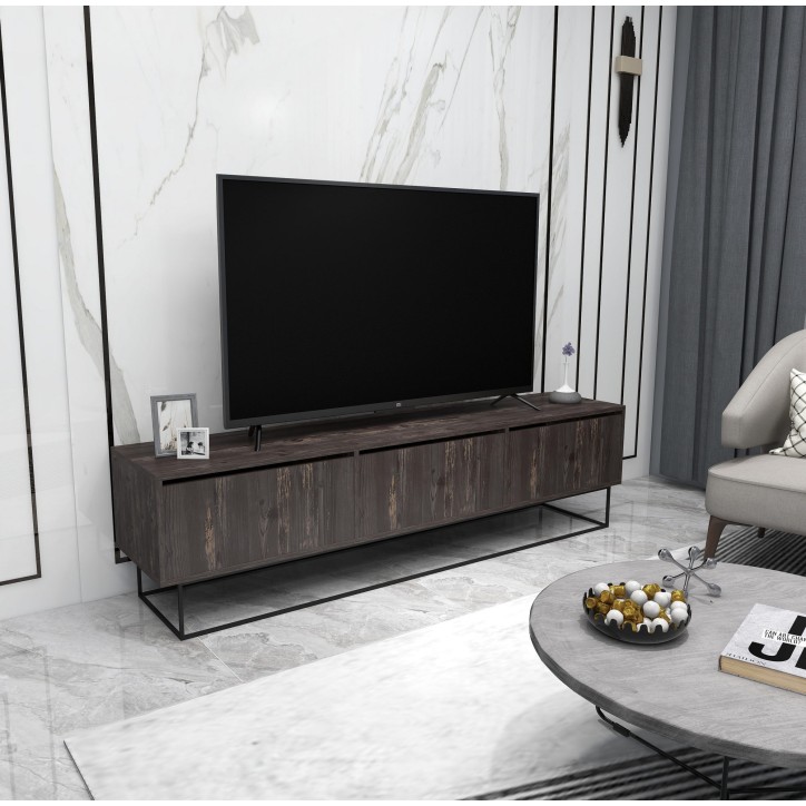 Mueble TV Kordon 180 negro marrón oscuro