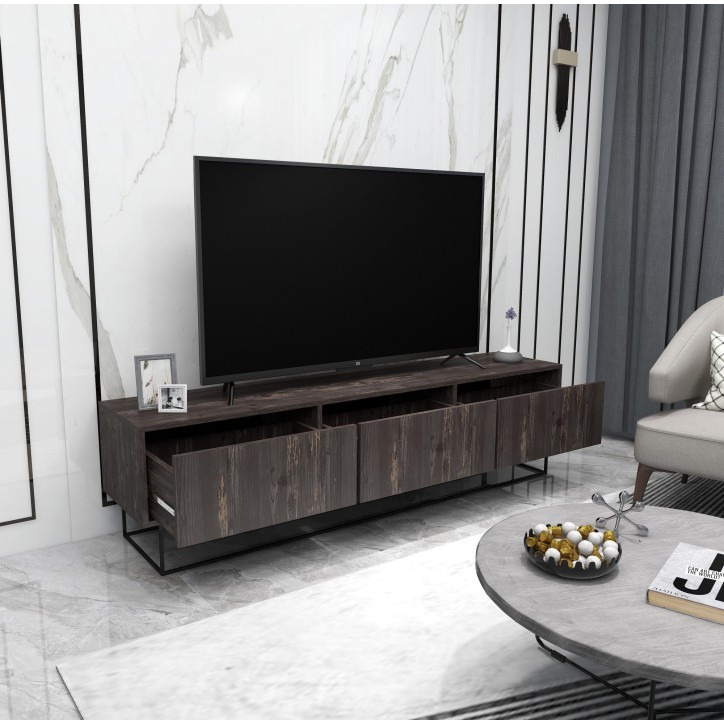 Mueble TV Kordon 180 negro marrón oscuro