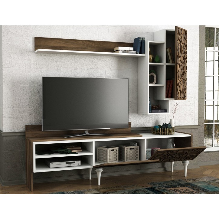 Mueble TV con estante Lenti nogal