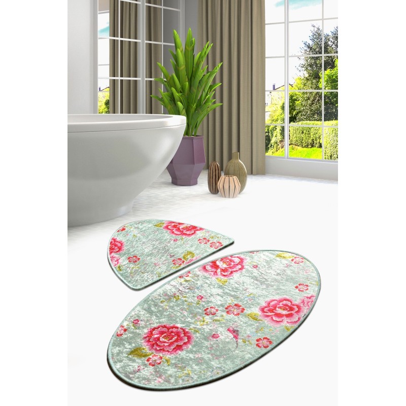 Alfombra de baño Set (2 piezas) Lara Oval multicolor