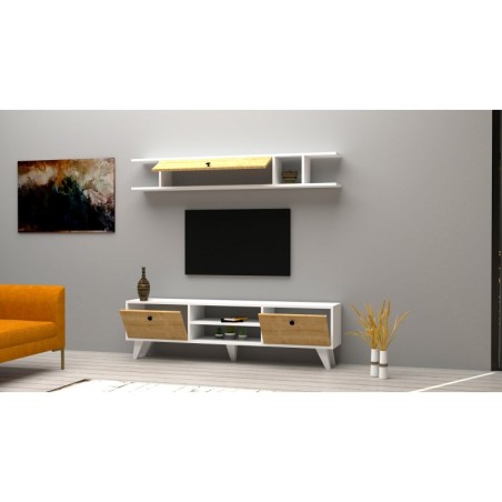 Mueble TV con estante Italo pino blanco