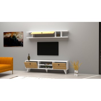 Mueble TV con estante Italo pino blanco - 835PUQ3005