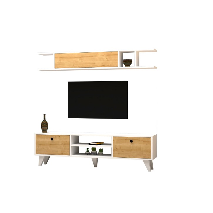 Mueble TV con estante Italo pino blanco