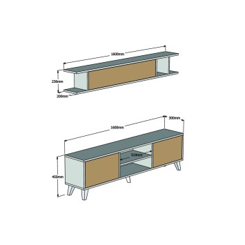 Mueble TV con estante Italo pino blanco - 835PUQ3005