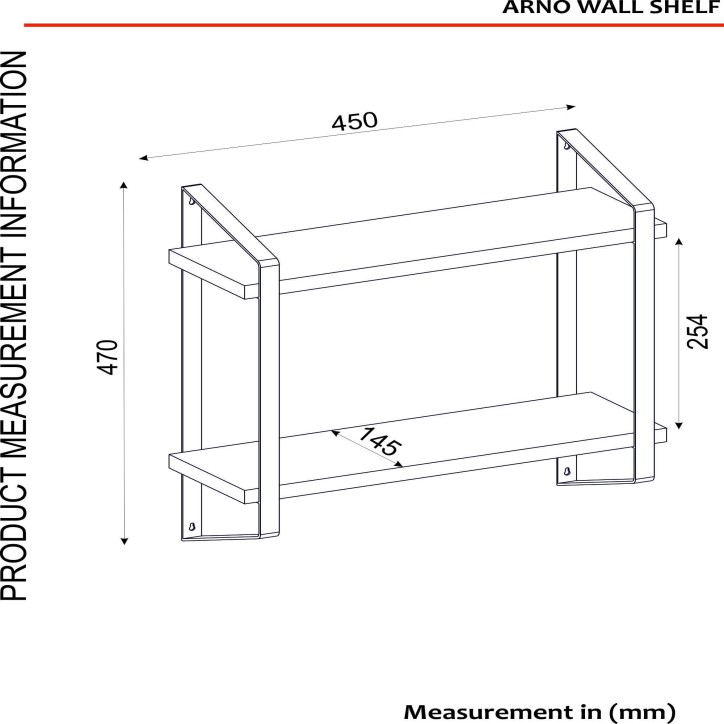 Estante de pared Arno negro nogal