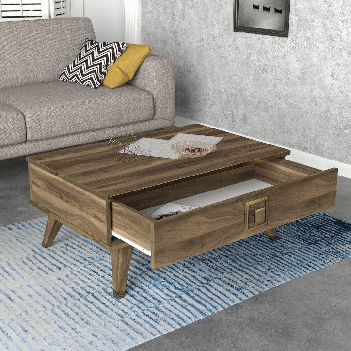 Mesa de centro Gloss dorado nogal