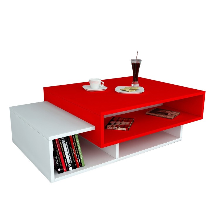 Mesa de centro Tab blanco rojo