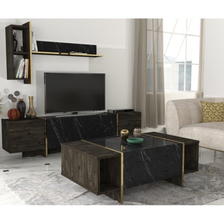 Conjunto de muebles de salón Veyron 1 dorado negro