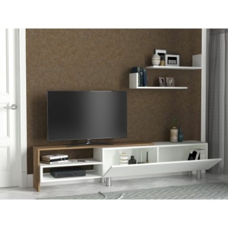 Mueble TV con estante Dizayn nogal blanco