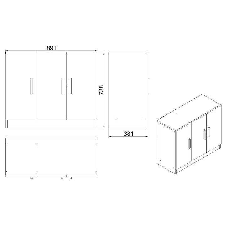 Mueble auxiliar Vario E antracita nogal